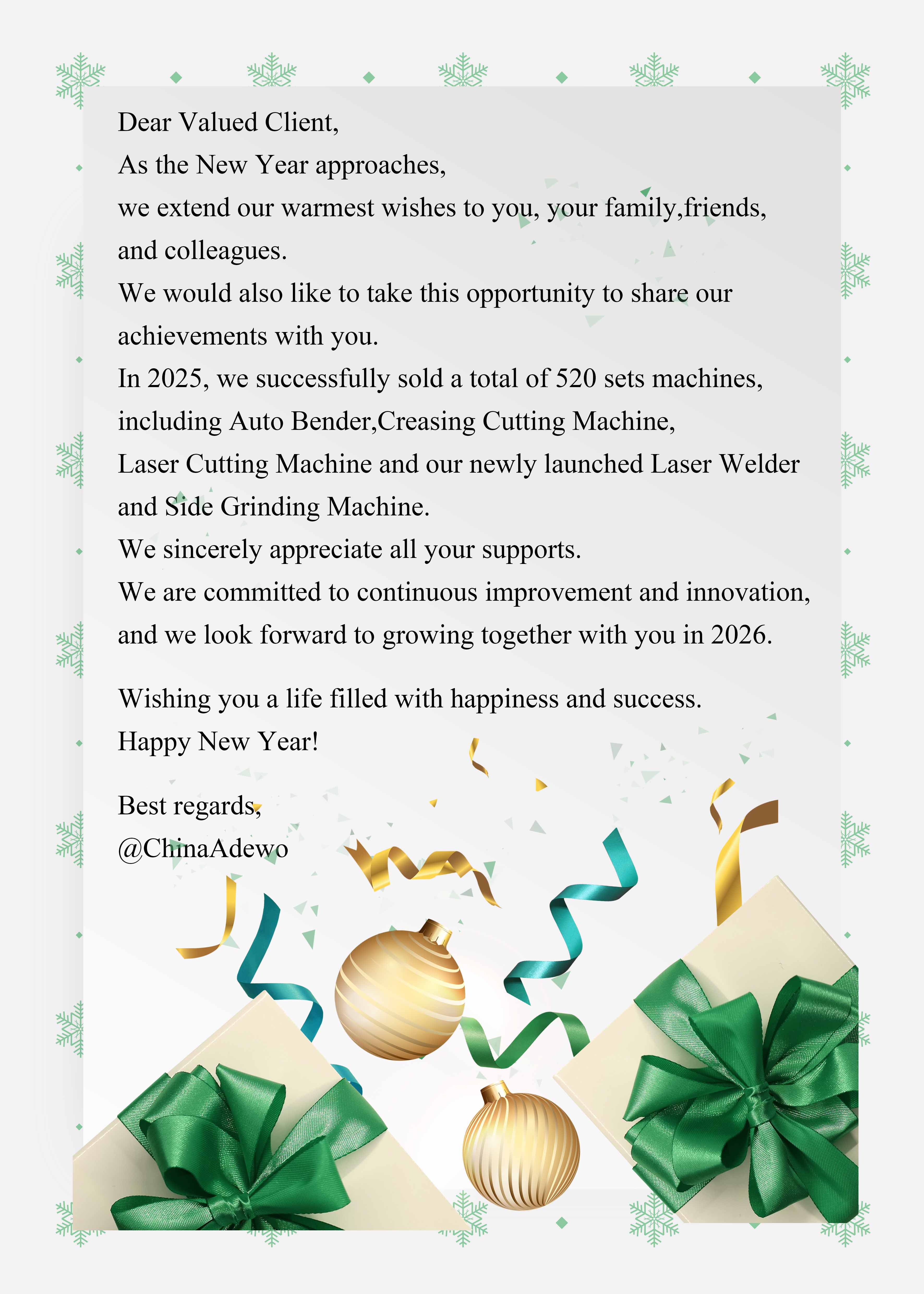 Ich wünsche Ihnen ein weiteres fruchtbares Jahr